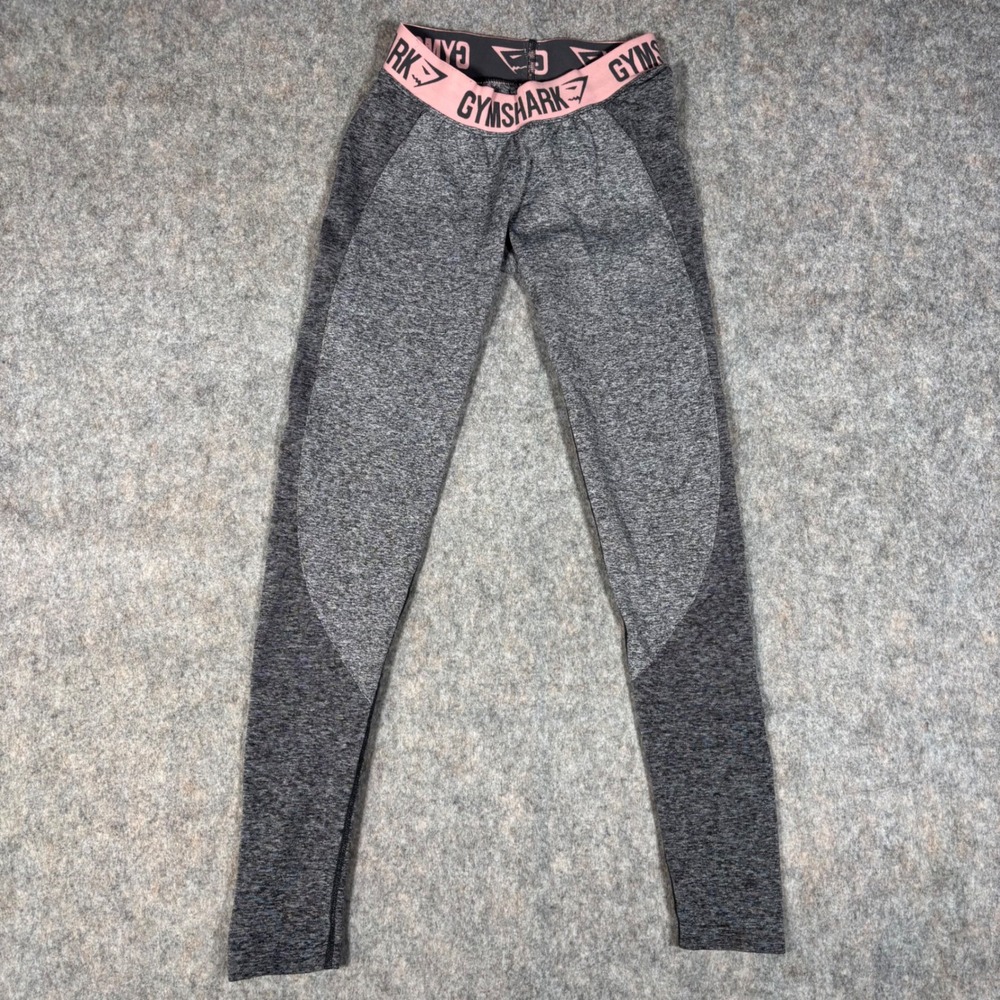 Gymshark Flex Leggings Womens XS Grey Pink Excellent‎ Seamless Marl Knit Contour